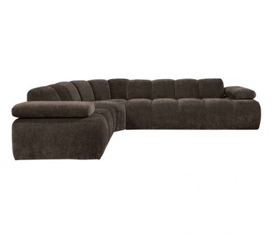 WOOOD Mojo hoekbank Geweven Ribstof Bruin links