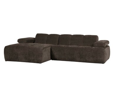 WOOOD Mojo Chaise Longue Geweven Ribstof Bruin Links