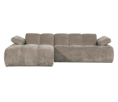 WOOOD Mojo Chaise Longue Geweven Ribstof Donkerzand Links