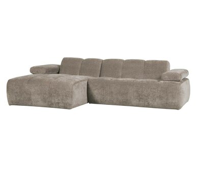 WOOOD Mojo Chaise Longue Geweven Ribstof Donkerzand Links