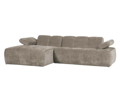 WOOOD Mojo Chaise Longue Geweven Ribstof Donkerzand Links