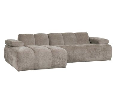 WOOOD Mojo Chaise Longue Geweven Ribstof Donkerzand Links