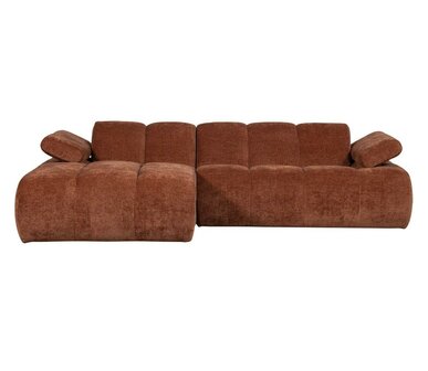 WOOOD Mojo Chaise Longue Geweven Ribstof Roestbruin Links
