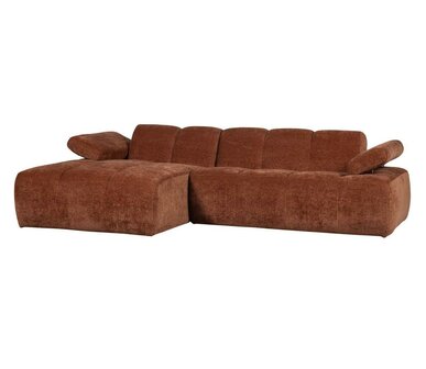 WOOOD Mojo Chaise Longue Geweven Ribstof Roestbruin Links