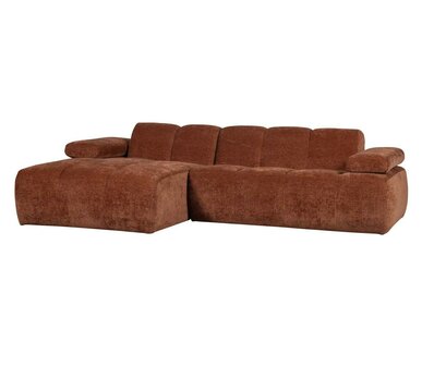 WOOOD Mojo Chaise Longue Geweven Ribstof Roestbruin Links