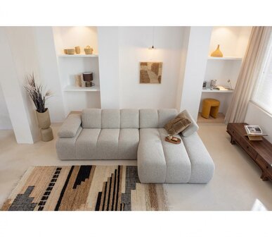 WOOOD Mojo Chaise Longue Boucl&eacute; Beige Melange Rechts
