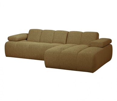 WOOOD Mojo Chaise Longue Boucl&eacute; Geel/Bruin Melange Rechts