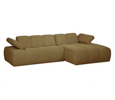 WOOOD Mojo Chaise Longue Boucl&eacute; Geel/Bruin Melange Rechts