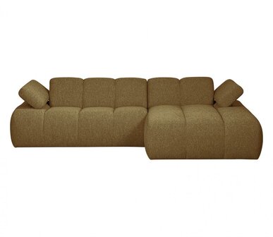 WOOOD Mojo Chaise Longue Boucl&eacute; Geel/Bruin Melange Rechts