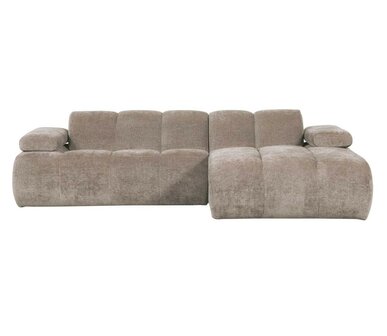 WOOOD Mojo Chaise Longue Geweven Ribstof Donkerzand Rechts