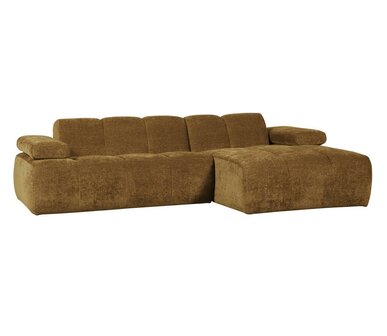 WOOOD Mojo Chaise Longue Geweven Ribstof Honinggeel Rechts