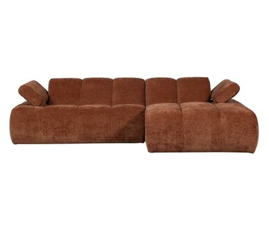 WOOOD Mojo Chaise Longue Geweven Ribstof Roestbruin Rechts