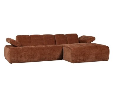 WOOOD Mojo Chaise Longue Geweven Ribstof Roestbruin Rechts