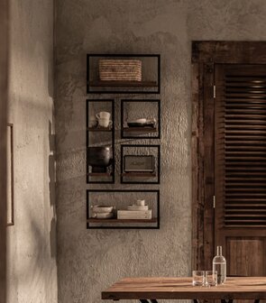 dBodhi Shelfmate  wandplank type B mozaic teak black iron