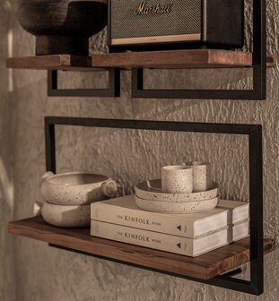 dBodhi Shelfmate  wandplank type B mozaic teak black iron