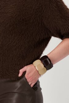 Zusss brede kralen armband, chocoladebruin
