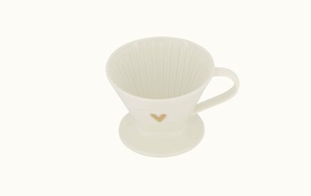 Zusss koffiefilterhouder keramiek hartje wit goud