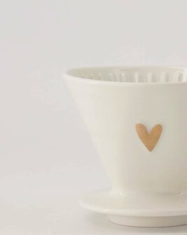 Zusss koffiefilterhouder keramiek hartje wit goud