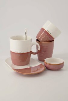 Zusss koffiemok happy wit burgundy