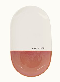 Zusss serveerschaal happy life wit burgundy