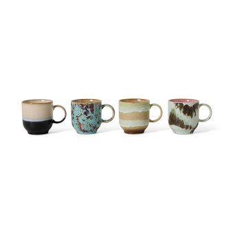 HKLIVING 70s ceramics: caf&eacute; mugs abstract, set of 4