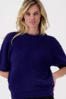 Zusss fluffy trui met ronde hals night blue