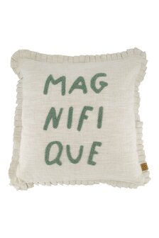 Zusss kussen ruffle magnifique 45x45cm peper en zout/grijsblauw