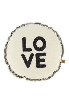 Zusss kussen kussen rond love 45cm zand/antracietgrijs