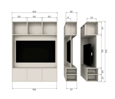 WOOOD Meggy TV Opbergkast 160cm Grenen Dust