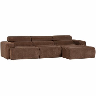 WOOOD Novi Chaise Longue Bank Rechts Ribstof Mokkabruin