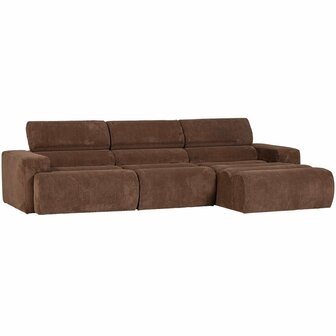 WOOOD Novi Chaise Longue Bank Rechts Ribstof Mokkabruin