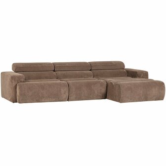 WOOOD Novi Chaise Longue Bank Rechts Ribstof Taupe
