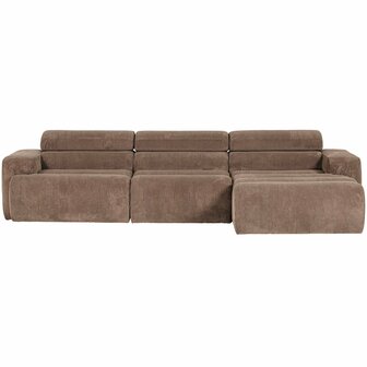 WOOOD Novi Chaise Longue Bank Rechts Ribstof Taupe
