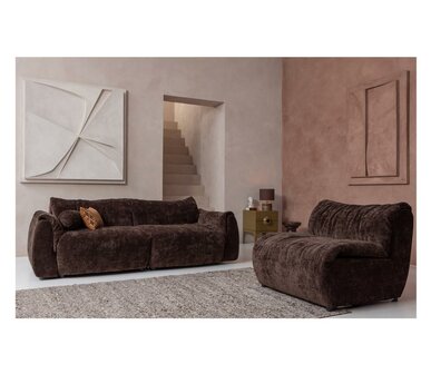 WOOOD Baggy 3-zits Bank 3D Chenille Donkerbruin