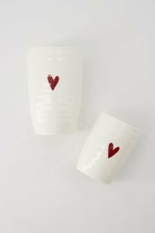 Zusss koffiemok hartje wit/rood