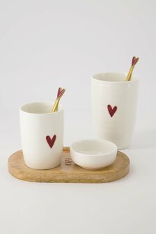Zusss koffiemok hartje wit/rood