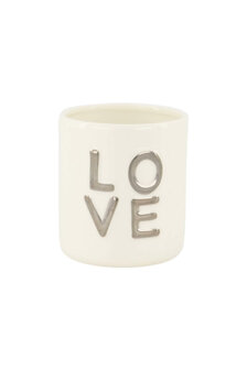 Zusss geurkaars keramiek Love wit zilver