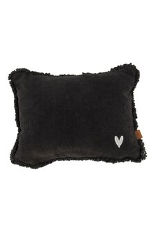 Zusss kussen velvet zilver hartje 35x25cm antracietgrijs