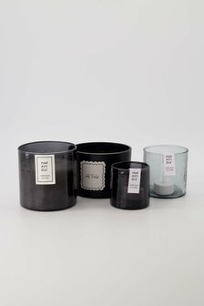 Zusss waxinelichthouder hammered glas S antracietgrijs