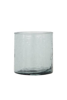 Zusss waxinelichthouder hammered glas M grijsblauw