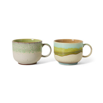 HKLIVING 70s ceramics: tea cups, neo, set of 2