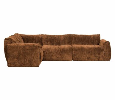 WOOOD Baggy Hoekbank Links 3D Chenille Middenbruin