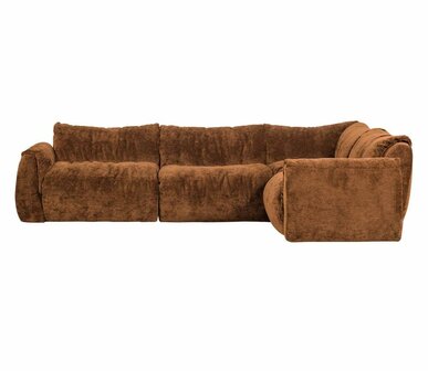 WOOOD Baggy Hoekbank Rechts 3D Chenille Middenbruin