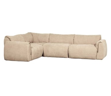 WOOOD Baggy Hoekbank Links Geweven Chenille Zand
