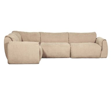 WOOOD Baggy Hoekbank Links Geweven Chenille Zand