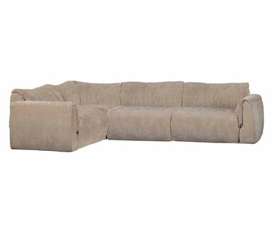 WOOOD Baggy Hoekbank Links 3D Chenille Zand