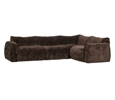 WOOOD Baggy Hoekbank Rechts 3D Chenille Donkerbruin