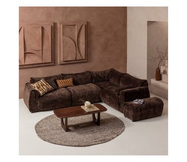 WOOOD Baggy Hoekbank Rechts 3D Chenille Donkerbruin