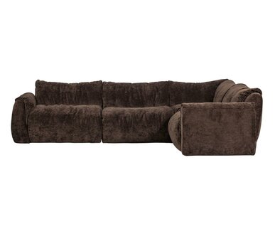 WOOOD Baggy Hoekbank Rechts 3D Chenille Donkerbruin