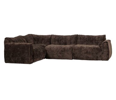 WOOOD Baggy Hoekbank Links 3D Chenille Donkerbruin